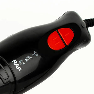 RAF black hand blender handle with red buttons and white icons