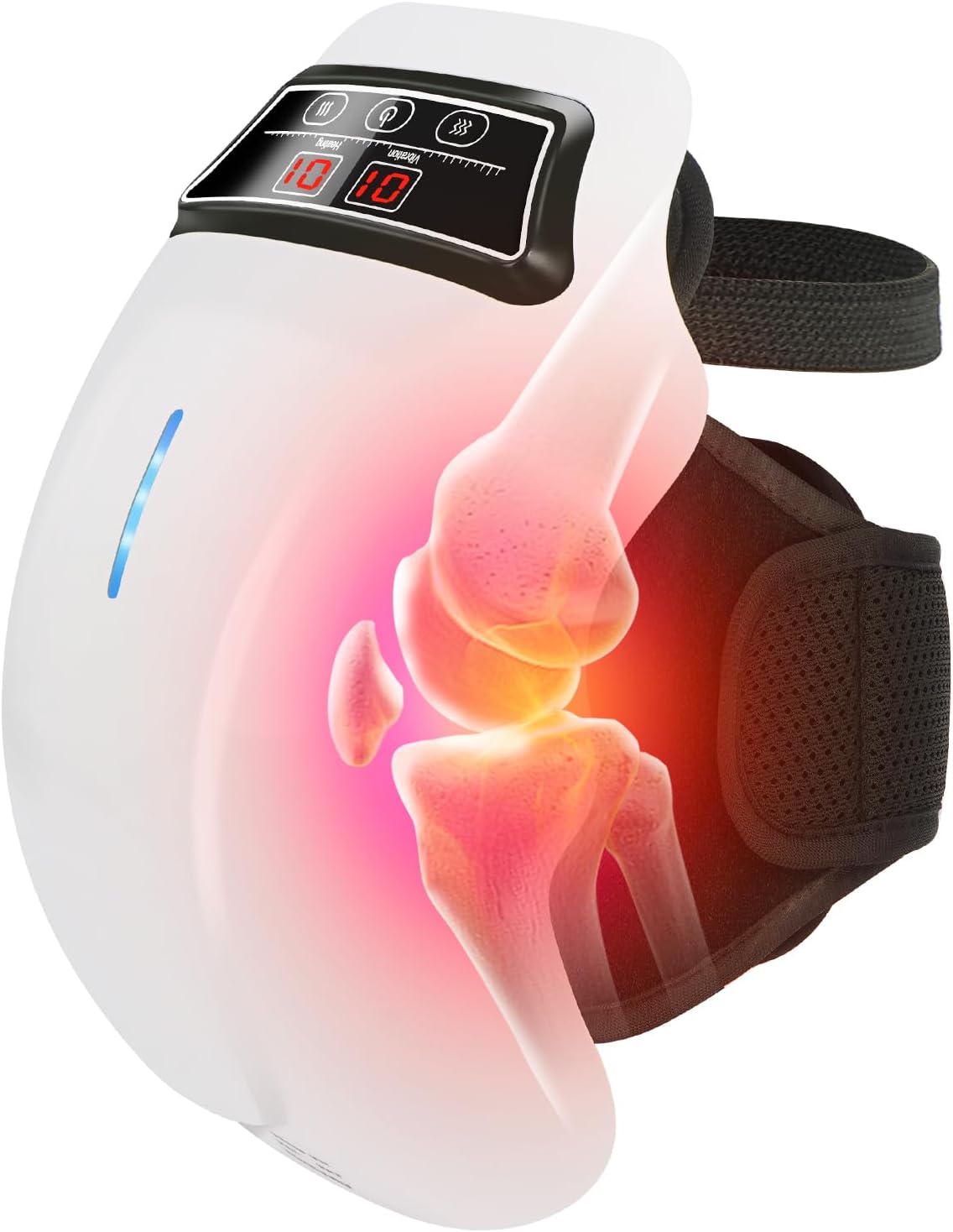Knee massager with heat and vibration targeting knee joint pain
