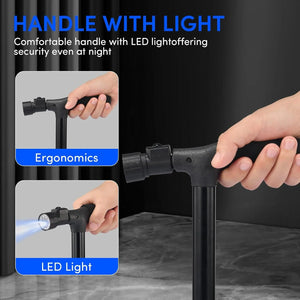 Foldable Cane with Built - In Seat, LED Light, Adjustable Height Support - Shoplex