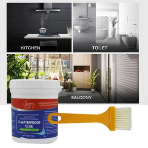 Transparent waterproof glue 300g with brush for kitchen, toilet, and balcony use