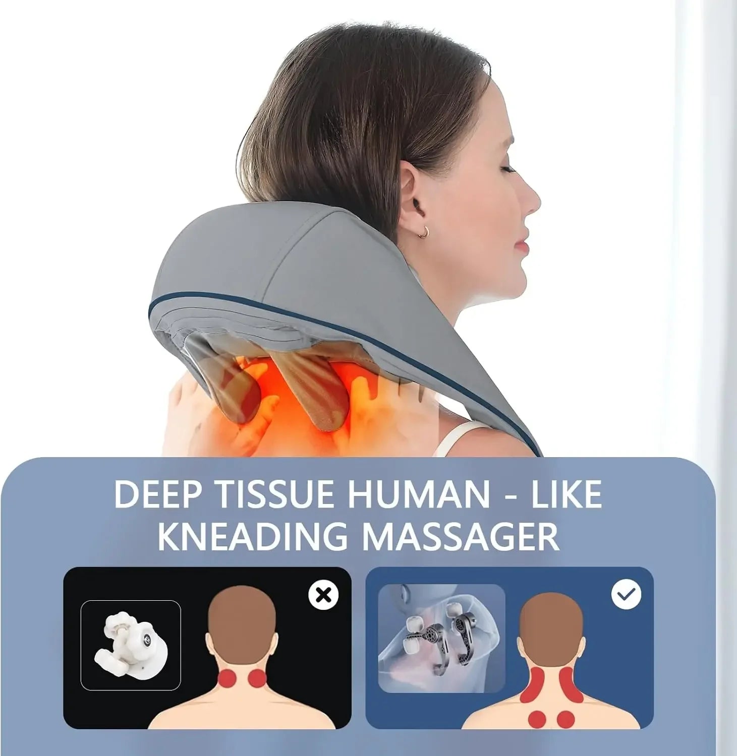 Wireless Neck and Shoulder Massager with Heating Shiatsu Kneading Therapy - Shoplex