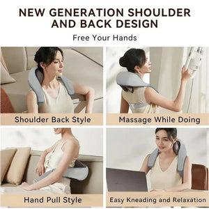 Wireless Neck and Shoulder Massager with Heating Shiatsu Kneading Therapy - Shoplex