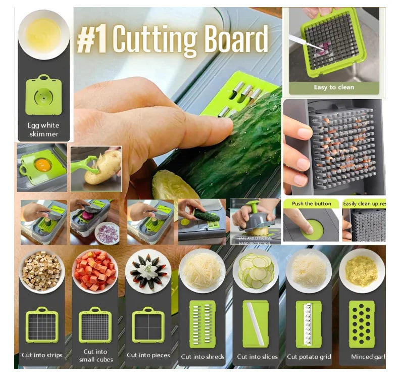 All‑in‑One Vegetable Cutter and Slicer with Cutting Board