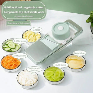 6-in-1 Manual Vegetable Chopper Slicer with Drain Basket