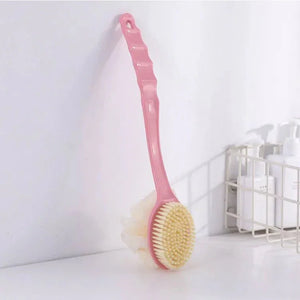 Long - Handle Exfoliating Bath Brush with Bristles and Hanging Hook - Shoplex