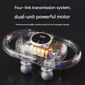 Transparent dual-motor massage device with digital control, four-link transmission system