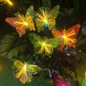 Solar LED Fiber Optic Butterfly Garden Floor Insert Light IP65