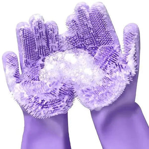 Food Grade Silicone Dishwashing Gloves with Built - In Scrubber - Shoplex
