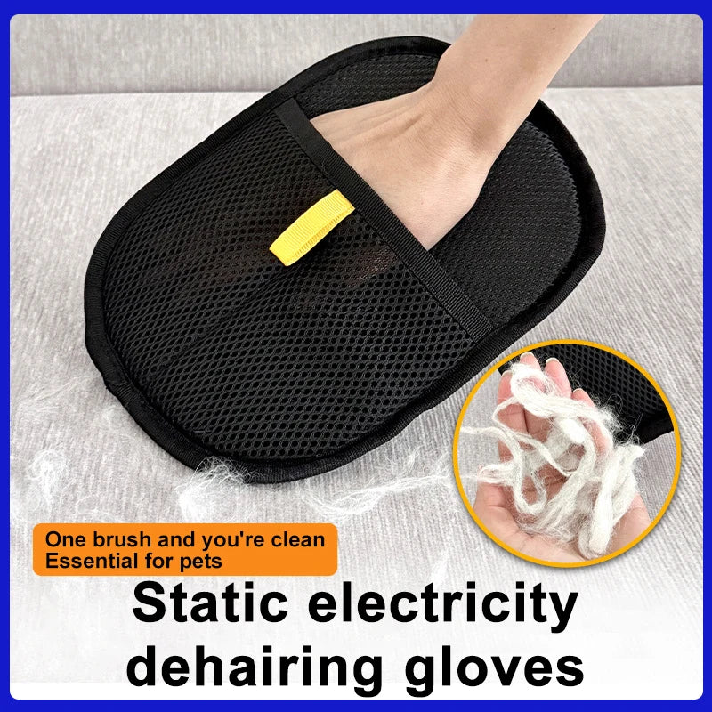 Black Pet Grooming Hair Removal Glove for Cats and Dogs - product view 2 - Shoplex