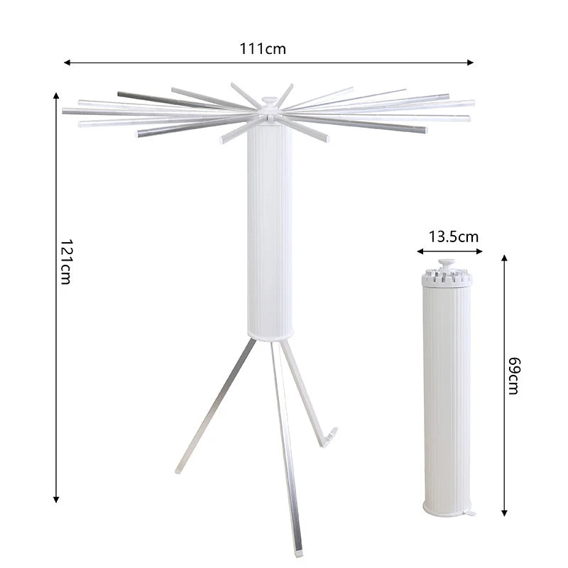 Foldable 16-Rod Wooden and Metal Clothes Drying Rack Stand