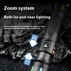 Rechargeable Laser Tactical Flashlight 1000LM IP65 Waterproof Zoom USB