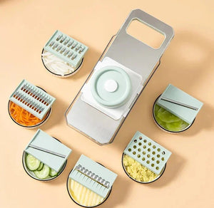 6 - in - 1 Manual Vegetable Chopper Slicer with Drain Basket - Shoplex