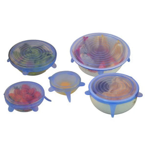 6-Piece Silicone Stretch Lids Set Leak-Proof Reusable Bowl Covers