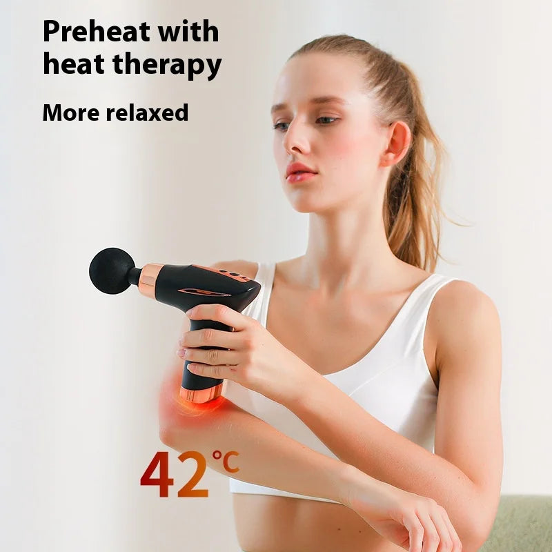 Portable USB Mini Massage Gun with Heat 5 Heads