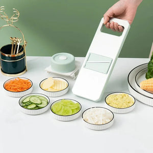 6-in-1 Manual Vegetable Chopper Slicer with Drain Basket
