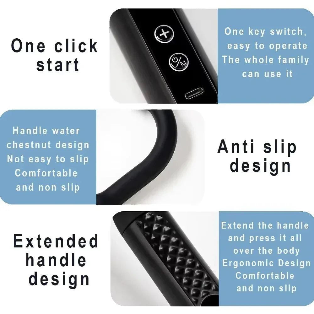 Long-Handle Deep Tissue Massage Gun for Back and Full-Body Recovery
