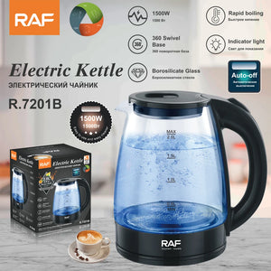 RAF 2L Stainless Steel Glass Electric Kettle with Auto Shut-Off