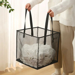 Collapsible Foldable Mesh Laundry Basket Pop - Up Hamper 32x32x32cm - Shoplex