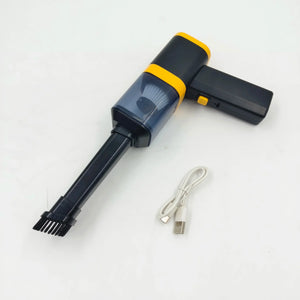 Handheld mini vacuum cleaner with USB cable on white background