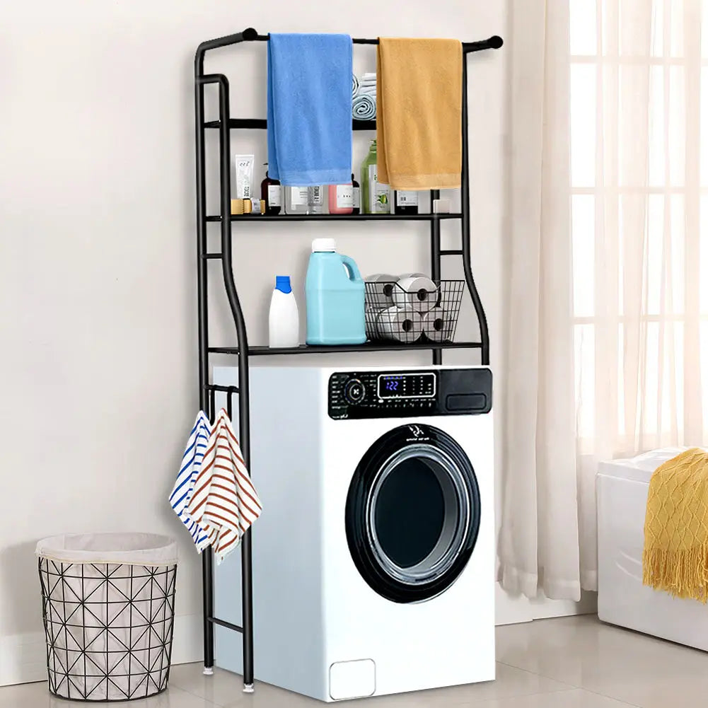 3-Tier Metal Over-Washing Machine Rack - Space-Saving Bathroom Storage Shelf