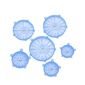 6-Piece Silicone Stretch Lids Set Leak-Proof Reusable Bowl Covers