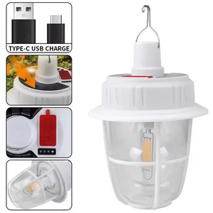 Solar Rechargeable Camping Lantern with 1200mAh Power Bank Nightlight - Shoplex