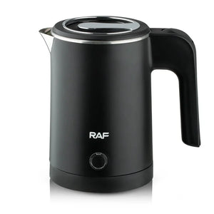 Black RAF electric kettle with handle and lid, modern matte finish kitchen appliance