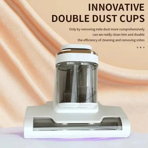 Vacuum cleaner with innovative double dust cups for efficient mite and dust removal