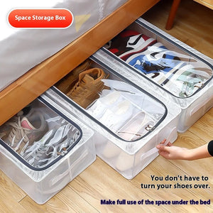 Foldable Transparent PVC Shoe Storage Box Dustproof Moisture-Free Organizer