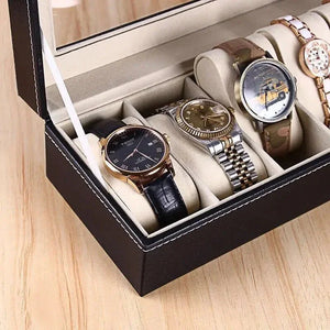 Luxury PU Leather Watch Display Box With Transparent Sunroof - Shoplex