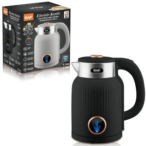 RAF electric kettle black with modern design and box, 1.5L capacity, home appliance