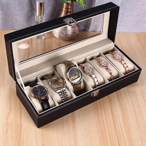 Luxury PU Leather Watch Display Box With Transparent Sunroof - Shoplex