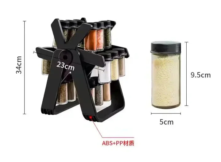 Rotating Ferris Wheel Spice Rack, 18 Jar Seasoning Set, Kitchen Organizer - Shoplex