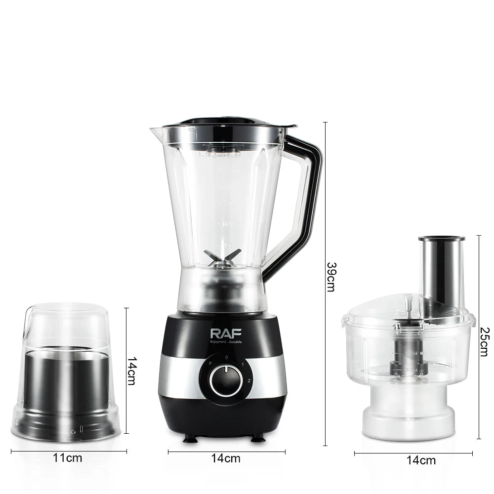 RAF 4-in-1 Food Processor 1.5L 450W Durable Black Plastic