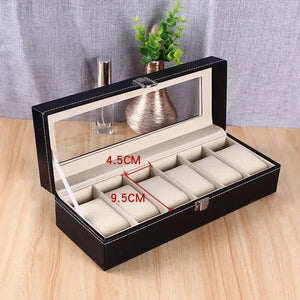 Luxury PU Leather Watch Display Box With Transparent Sunroof - Shoplex