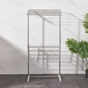 Foldable Winged Laundry Drying Rack 2-Layer Portable Clothes Organizer