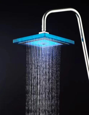 Square LED Rainfall Shower Head with Color-Changing Lights