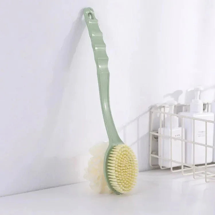 Long - Handle Exfoliating Bath Brush with Bristles and Hanging Hook - Shoplex