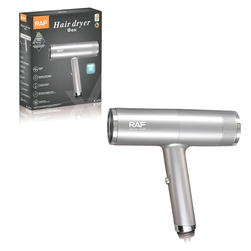 RAF Professional Ionic Hair Dryer 1600W Fast Drying Low-Noise