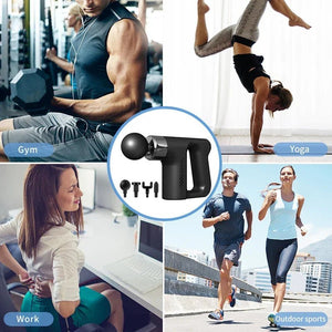 Massage gun with attachments for gym, yoga, office work, and outdoor sports use
