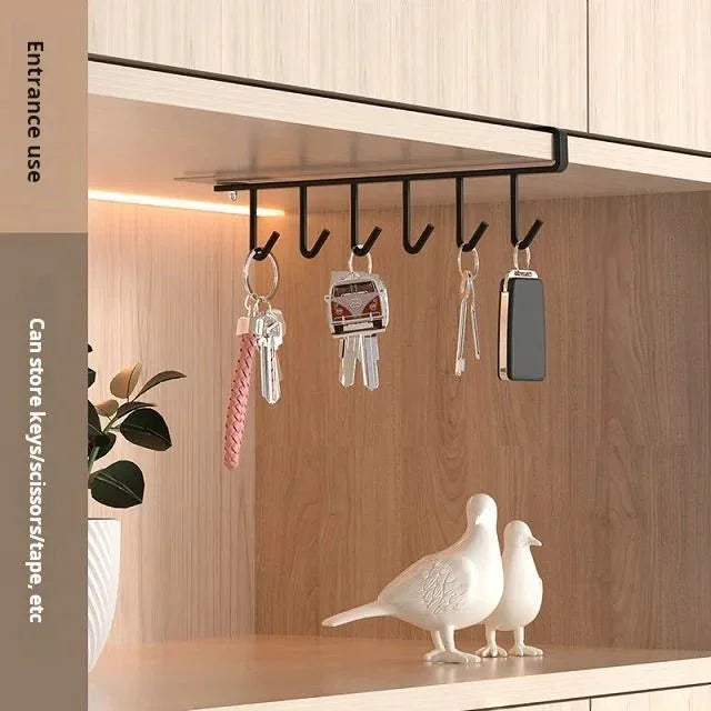 SHAREWIN Wall-Mounted Carbon Steel 8-Hook Coat Rack Organizer - product view 2 - Shoplex