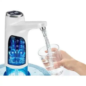 Automatic water dispenser with LED display filling a glass with water