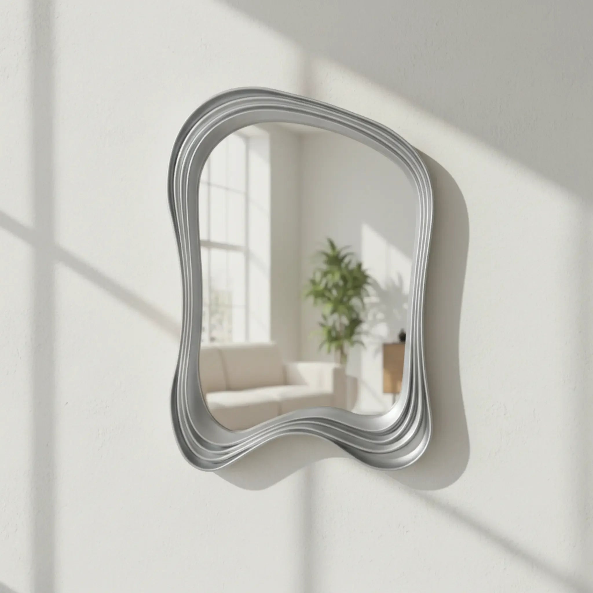 Irregular Wall Mirror – Modern Wavy Frame - Shoplex