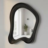 Irregular Wall Mirror – Modern Curved Silver Frame - Shoplex