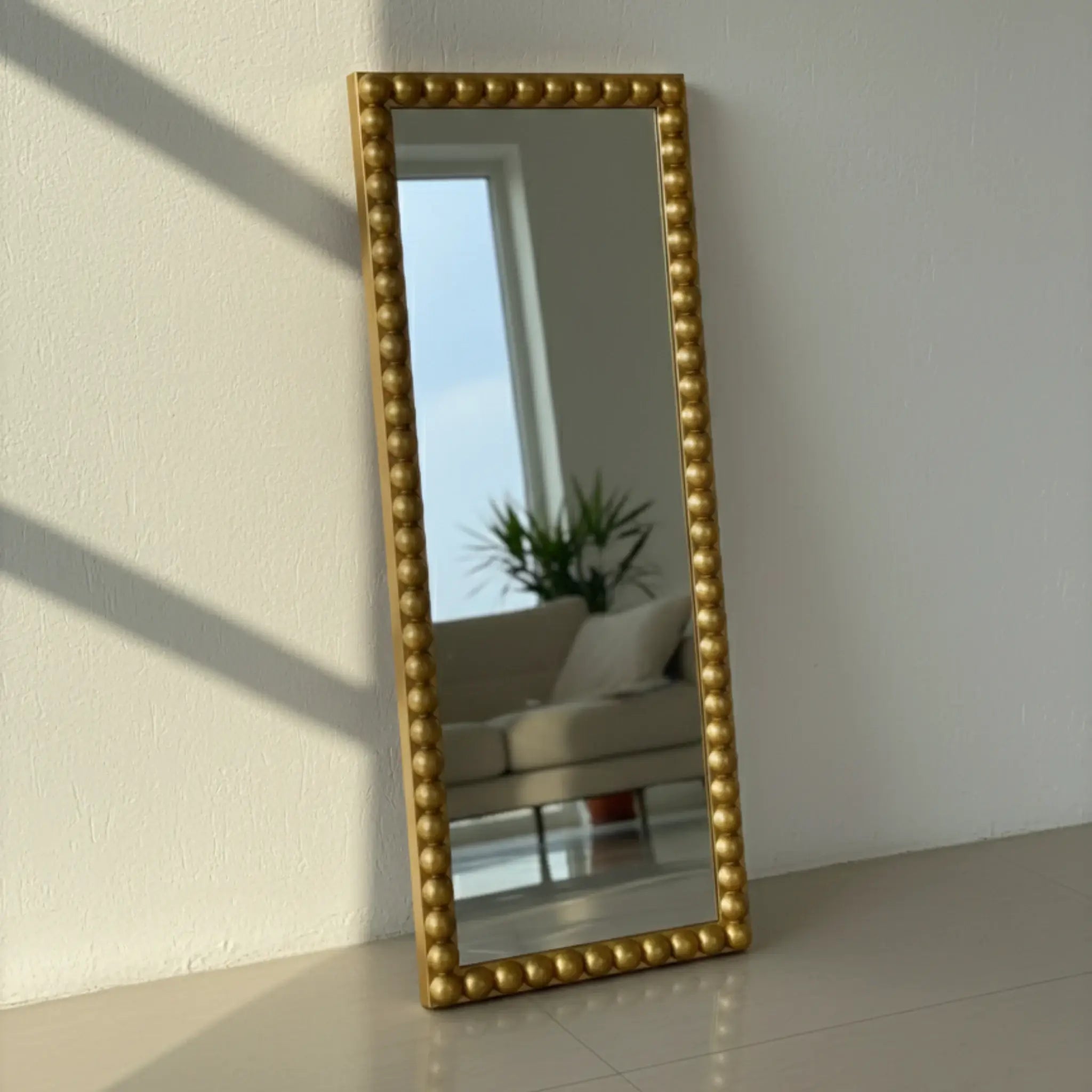 Bubble Frame Full-Length Mirror – Modern Gold & White Design