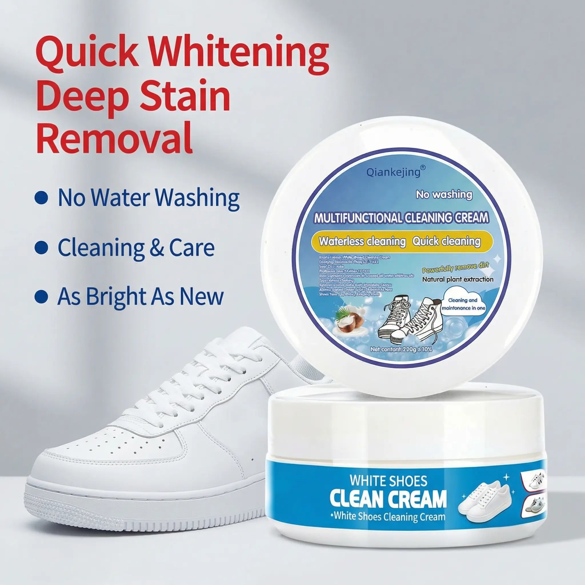 White Shoe Cleaner Cream with Sponge — No-Wash Sneaker Paste - product view 6 - Shoplex