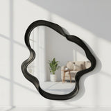 Irregular Wall Mirror – Modern Black Curved Frame - Shoplex