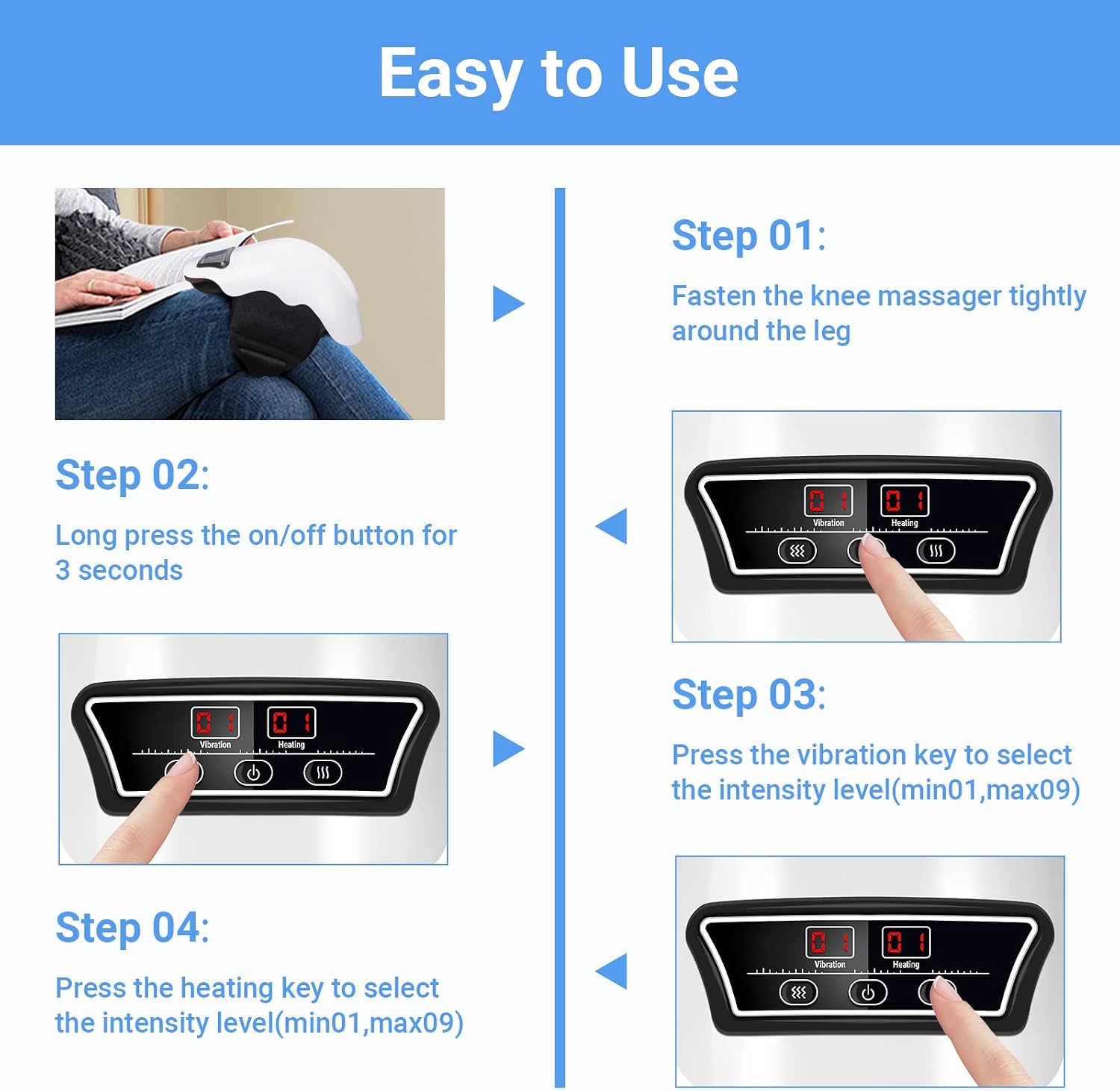 How to use the cordless knee massager in four easy steps