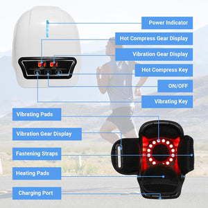 Knee massager parts – red light, heating pads, vibration pads and straps