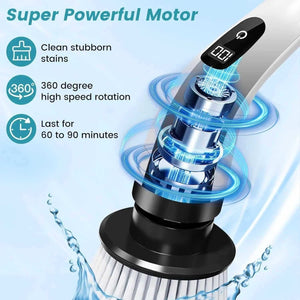 Electric cleaning brush with super powerful motor, 360-degree rotation, digital display